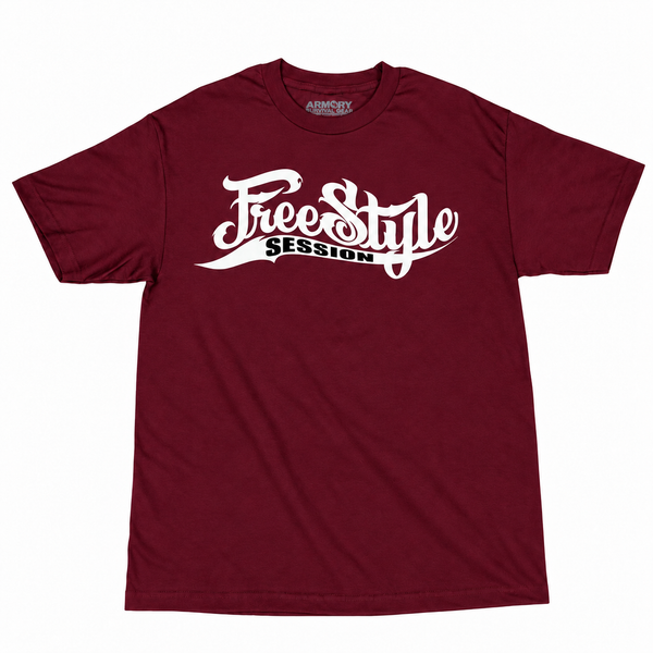 Maroon Freestyle Session T-shirt with white chest logo