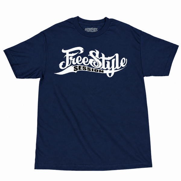 Navy blue Freestyle Session T-shirt with white chest logo