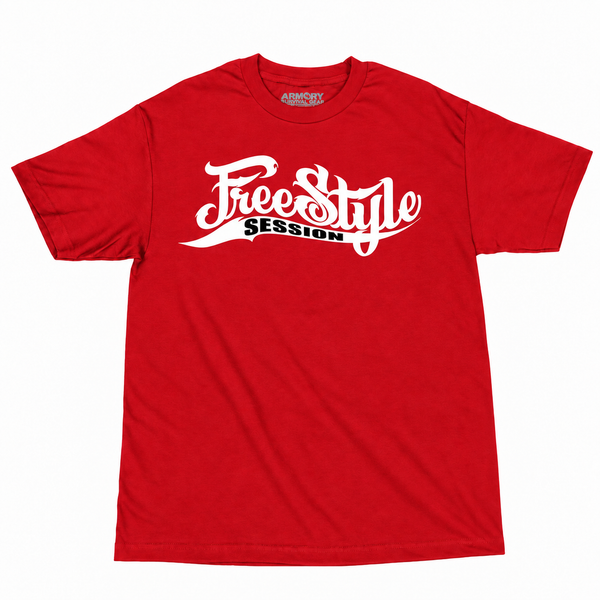 Red Freestyle Session T-shirt with white chest logo