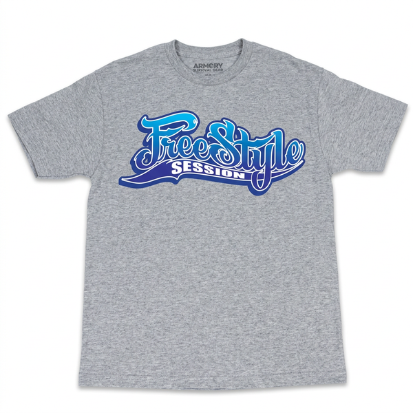 Heather Grey Freestyle Session OG Logo Tee mockup, front view